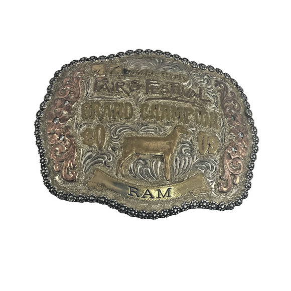 Supreme Champion Market Goat Chino CA Fair 2009 Trophy Belt Buckle